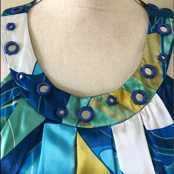 Stunning Blue & Chartreuse Sun Dress 🐠 - Picture 6 of 8